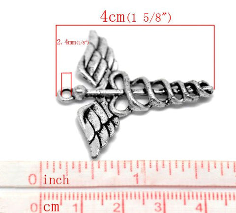 Caduceus Symbol of Medicine Charm Pendant - Sexy Sparkles Fashion Jewelry - 3