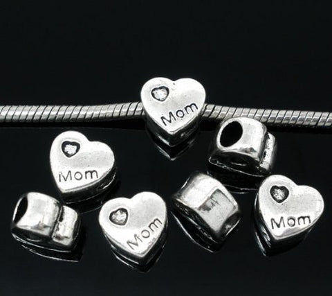 "Mom" Heart Bead European Bead Compatible for Most European Snake Chain Bracelet - Sexy Sparkles Fashion Jewelry - 3