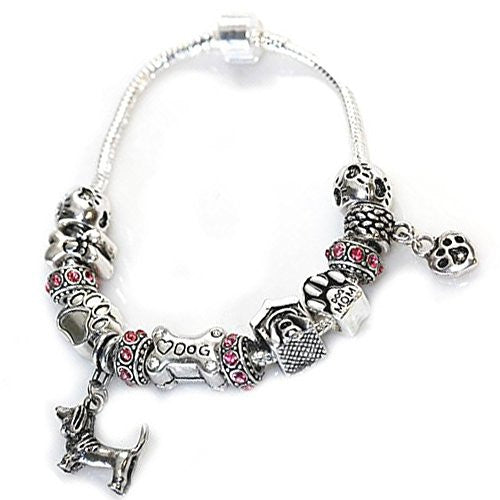 8" Dog Lovers Snake Chain Charm Bracelet with Charms