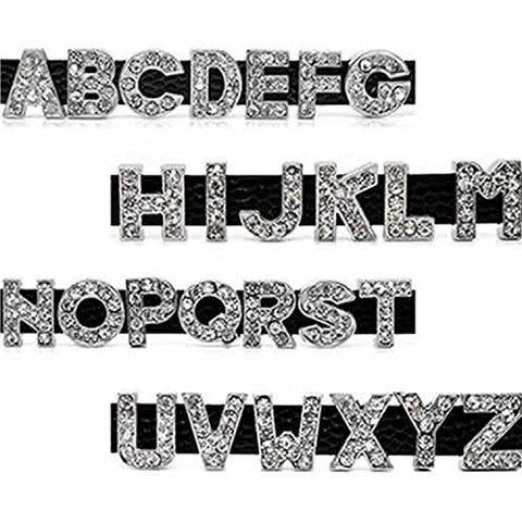 Rhinestone Alphabet Letter M Charm Beads For Slider Style Buckle Charm Bracelet! - Sexy Sparkles Fashion Jewelry