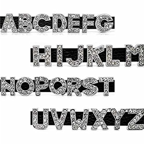 Rhinestone Alphabet Letter L Charm Beads For Slider Style Buckle Charm Bracelet!
