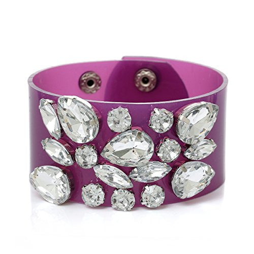 Purple PVC Bangel Bracelet with Clear Crystals - Sexy Sparkles Fashion Jewelry - 1