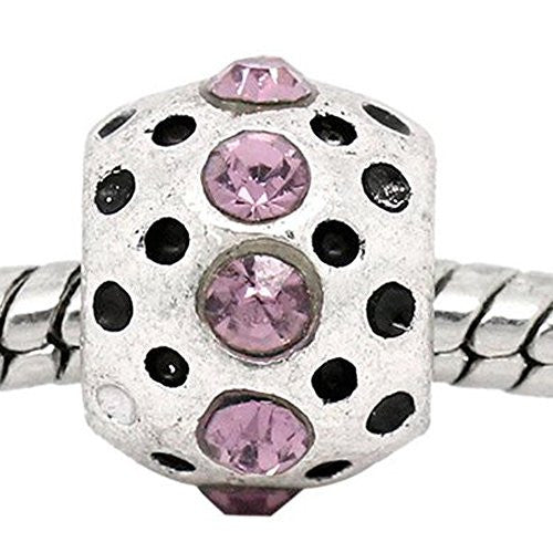 Mauve Rhinestone  Birthstone Charm European Bead Compatible for Most European Snake Chain Bracelets - Sexy Sparkles Fashion Jewelry - 1