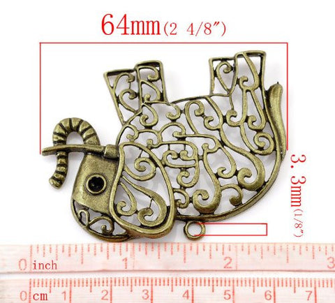 Antique Bronze Hollow Elephant Animal Charm Pendant for Necklace - Sexy Sparkles Fashion Jewelry - 3