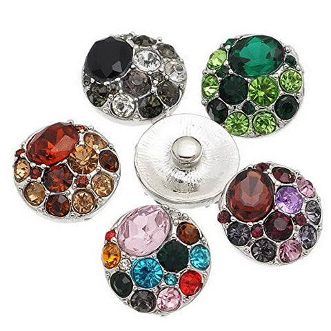 Black Chunk Snap Button or Pendant w/  Crystals Fits Snaps Chunk Bracelet - Sexy Sparkles Fashion Jewelry - 2