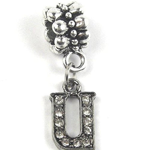 "U" Letter Dangle Charm Beads with Crystals for Snake Chain Charm Bracelet - Sexy Sparkles Fashion Jewelry