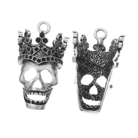 Skull with Crown Charm Pendant for Necklace - Sexy Sparkles Fashion Jewelry - 2