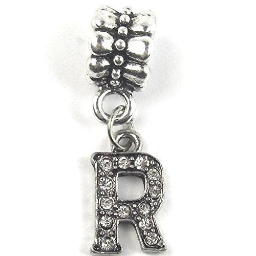 "R" Letter Dangle Charm Beads with Crystals for Snake Chain Charm Bracelet - Sexy Sparkles Fashion Jewelry
