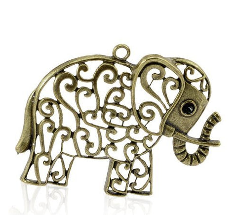 Antique Bronze Hollow Elephant Animal Charm Pendant for Necklace - Sexy Sparkles Fashion Jewelry - 4