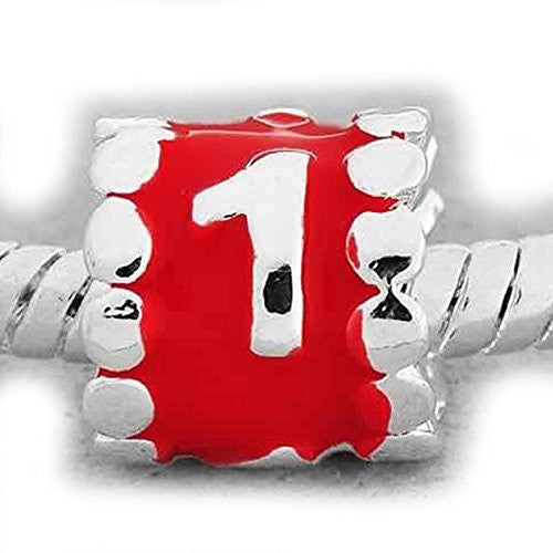 Your Lucky Numbers 1 Red Enamel Number Charm Beads Spacer For Snake Chain Bracelet - Sexy Sparkles Fashion Jewelry