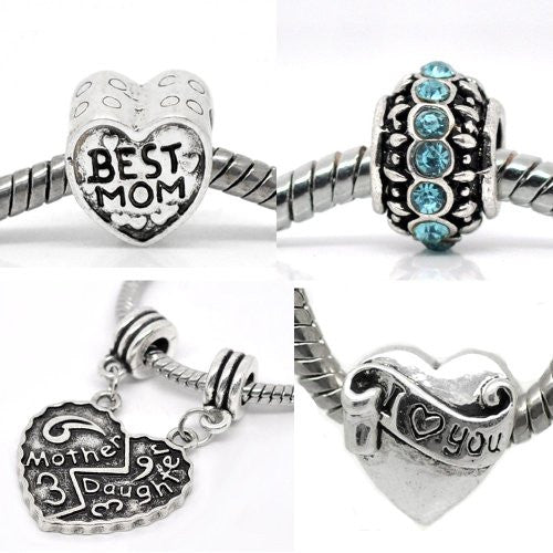 Family Love Mom Charm Beads For Snake Chain Bracelet - Sexy Sparkles Fashion Jewelry
