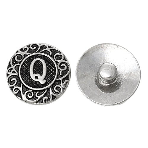 Alphabet Letter Q Chunk Snap Button or Pendant Fits Snaps Chunk Bracelet - Sexy Sparkles Fashion Jewelry - 1