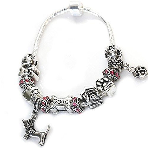 6.5" Dog Lovers Snake Chain Charm Bracelet with Charms