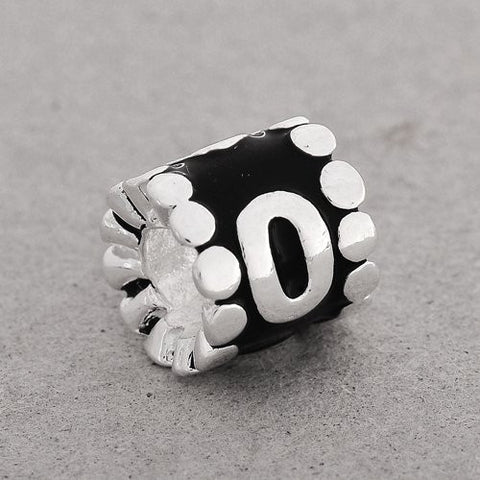Black Enamel Number Charm Bead  "0" European Bead Compatible for Most European Snake Chain Charm Bracelets - Sexy Sparkles Fashion Jewelry - 2