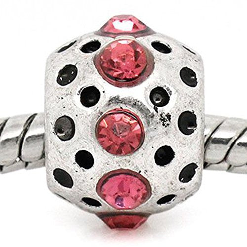 Pink Rhinestone  Birthstone Charm European Bead Compatible for Most European Snake Chain Bracelets - Sexy Sparkles Fashion Jewelry - 1