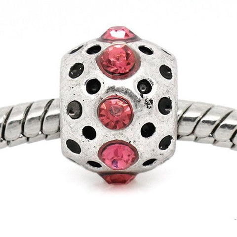 Pink Rhinestone  Birthstone Charm European Bead Compatible for Most European Snake Chain Bracelets - Sexy Sparkles Fashion Jewelry - 4