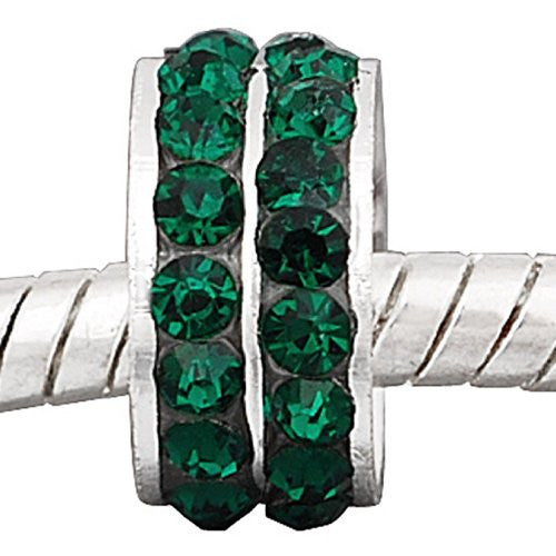 May Birthstone  Emerald Green  Cubic Zirconia Rondelle European Bead Compatible for Most European Snake Chain Bracelet - Sexy Sparkles Fashion Jewelry