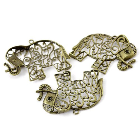 Antique Bronze Hollow Elephant Animal Charm Pendant for Necklace - Sexy Sparkles Fashion Jewelry - 2