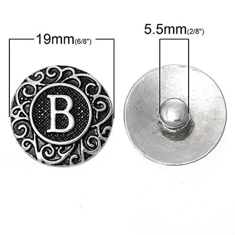Alphabet Letter B Chunk Snap Button or Pendant Fits Snaps Chunk Bracelet - Sexy Sparkles Fashion Jewelry - 3