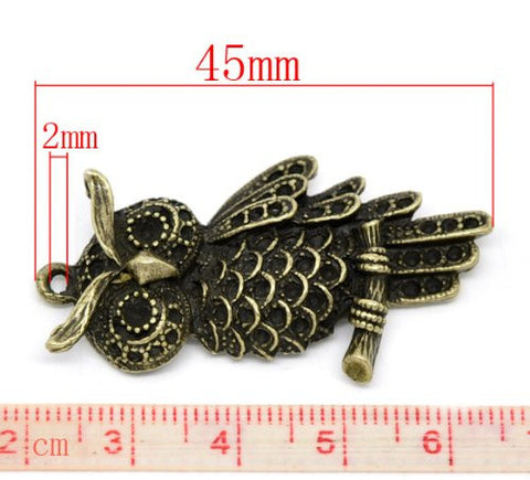 Antique Bronze plated base Owl Charm Pendant for Necklace - Sexy Sparkles Fashion Jewelry - 3