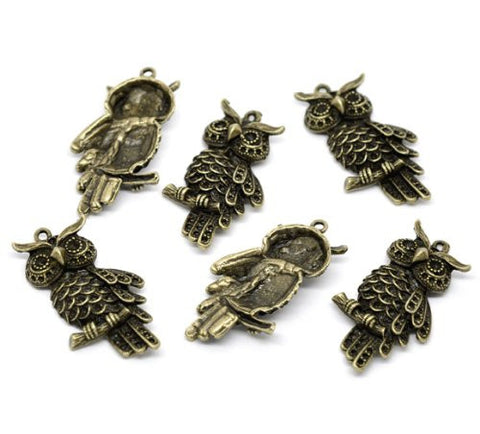 Antique Bronze plated base Owl Charm Pendant for Necklace - Sexy Sparkles Fashion Jewelry - 2