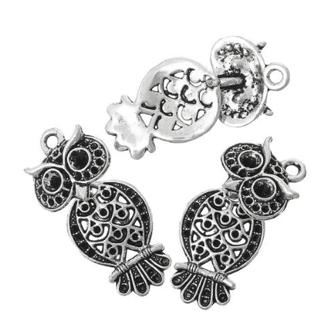 Antique Silver Plated Owl Charm Pendant for Necklace - Sexy Sparkles Fashion Jewelry - 3