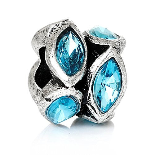 Rhinestone Birthstone w/  Crystal Ovals Charm Bead (December) - Sexy Sparkles Fashion Jewelry - 1