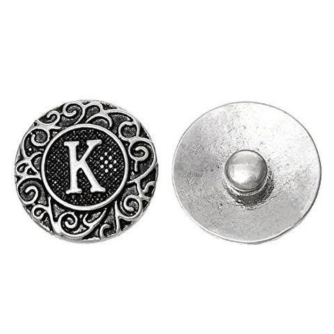 Alphabet Letter K Chunk Snap Button or Pendant Fits Snaps Chunk Bracelet - Sexy Sparkles Fashion Jewelry - 1