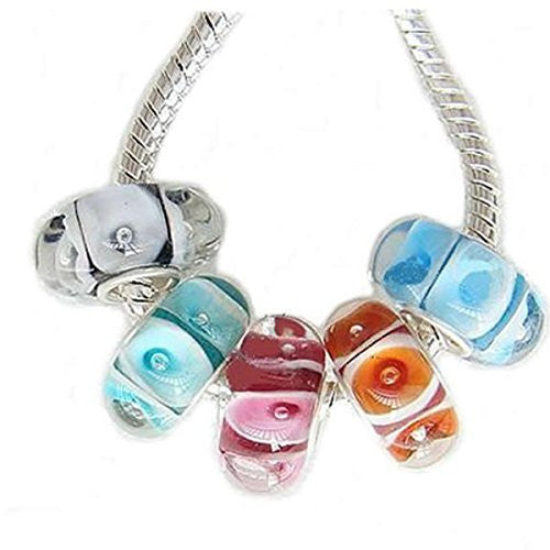 5 Murano Beads with for snake Chain charm Bracelet