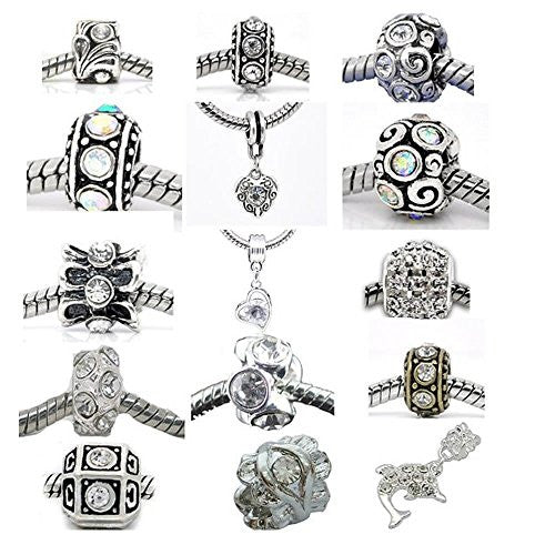Ten Assorted April Birthstone Charm Beads for Snake Chain Bracelet - Sexy Sparkles Fashion Jewelry