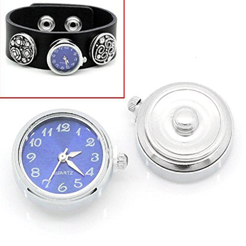 Blue Watch Face Chunk Click Buttons Snap for Chunk Bracelet 25x21mm,knob:5.5mm - Sexy Sparkles Fashion Jewelry