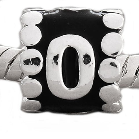 Black Enamel Number Charm Bead  "0" European Bead Compatible for Most European Snake Chain Charm Bracelets - Sexy Sparkles Fashion Jewelry - 3