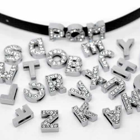 Rhinestone Alphabet Letter L Charm Beads For Slider Style Buckle Charm Bracelet! - Sexy Sparkles Fashion Jewelry - 2