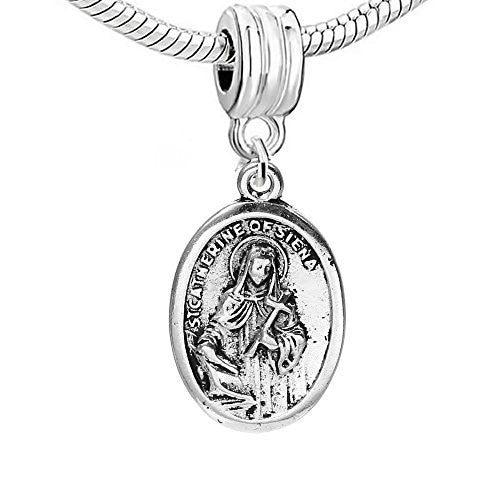 Religious Figure "ST.CATHERINE OF SIENA & PRAY FOR US" Carved for European Snake Chain Charm Bracelet,SEXY SPARKLES - Sexy Sparkles Fashion Jewelry