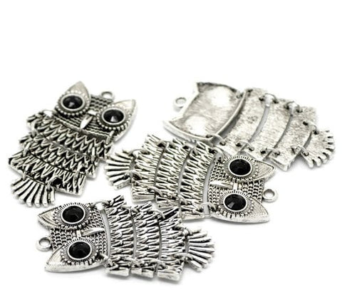 Black Rhinestone Owl Charm Pendant for Necklace - Sexy Sparkles Fashion Jewelry - 2