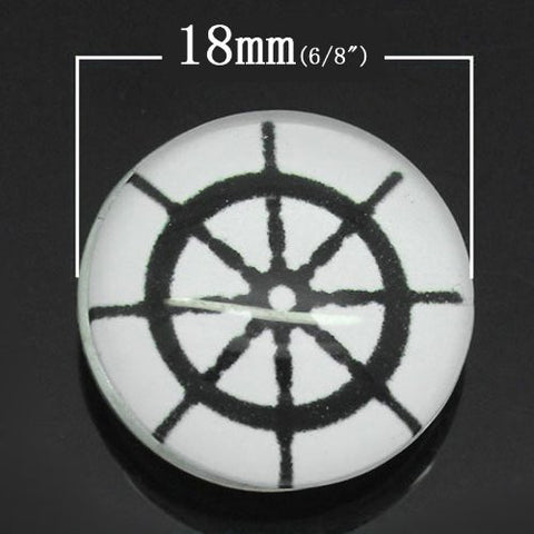 Ship Helm Design Glass Chunk Charm Button Fits Chunk Bracelet - Sexy Sparkles Fashion Jewelry - 2
