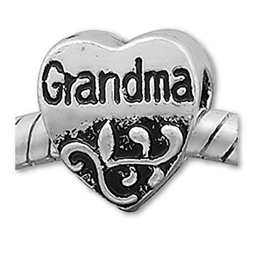 "Grandma" Heart Bead European Bead Compatible for Most European Snake Chain Bracelet