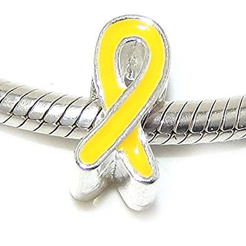 Yellow Ribbon Awareness Charm Bead for European Snake Chain Charm Bracelet - Sexy Sparkles Fashion Jewelry - 1