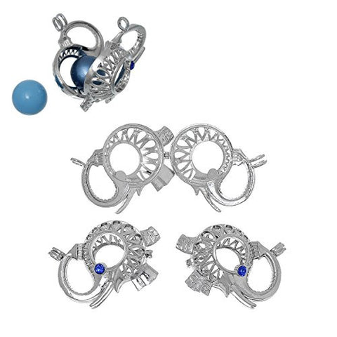 Wish Box Charm Pendants Elephant Silver Tone Royal Blue Rhinestone Hollow - Sexy Sparkles Fashion Jewelry - 2