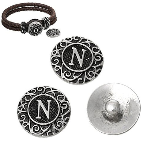 Alphabet Letter N Chunk Snap Button or Pendant Fits Snaps Chunk Bracelet - Sexy Sparkles Fashion Jewelry - 2