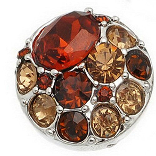 Brown Chunk Snap Button or Pendant w/  Crystals Fits Snaps Chunk Bracelet