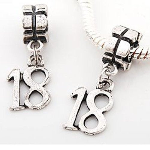 Number 18 Dangle Charms From For Snake Chain charm Bracelets
