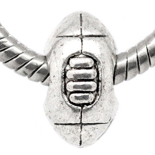 Football Charm Tone European Style Charm European Bead Compatible for Most European Snake Chain Bracelet