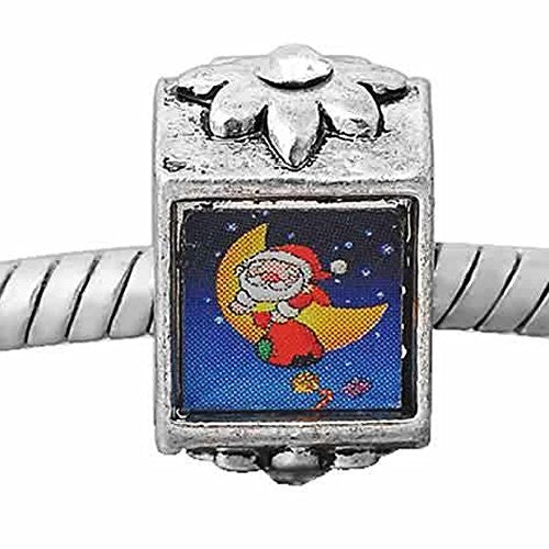 Santa Clause on the Moon Charm for Snake Chain Bracelet - Sexy Sparkles Fashion Jewelry - 1