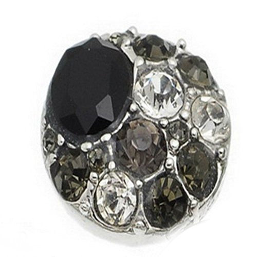 Black Chunk Snap Button or Pendant w/  Crystals Fits Snaps Chunk Bracelet