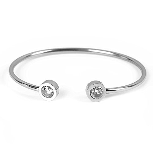 Sexy Sparkles Women Girls Jewelry Stainless Steel Open Cuff Bangle Bracelet Silver Tone