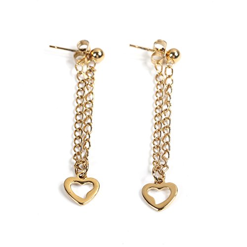 SEXY SPARKLES stainless steel Chain Heart stud earrings for girls teens women Hypoallergenic