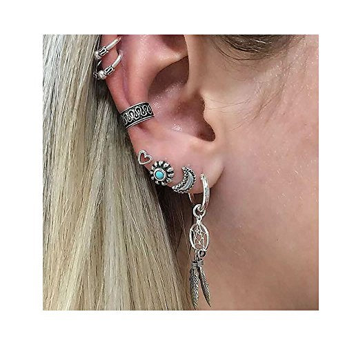 Sexy Sparkles Cuff Earrings Set Ear Crawler Earring Climber Stud Ear Wrap Pin Vine Tribal Charm Vintage Clip On Jewelry