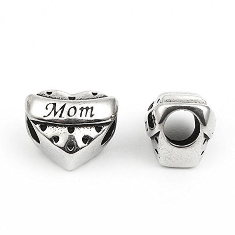 SEXY SPARKLES Mother's Day Gift Stainless Steel Mom Spacer Bead Charms for Bracelets