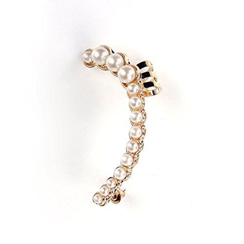 SEXY SPARKLES Ear Cuff for women Clip On Stud Wrap Earrings For Left Ear Gold Plated White Imitation Pearl(1 Pcs)